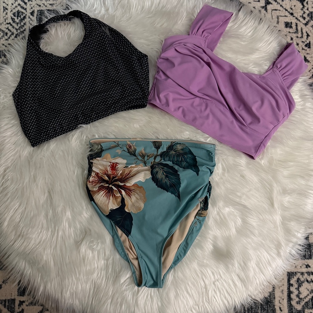 Albion Lilac and Black Bikini Tops Bundle
